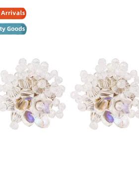 Korean niche  hmade three-dimensial flower earrings simple t