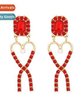 Simple persaly diamd hollow earrings temperament zinc alloy