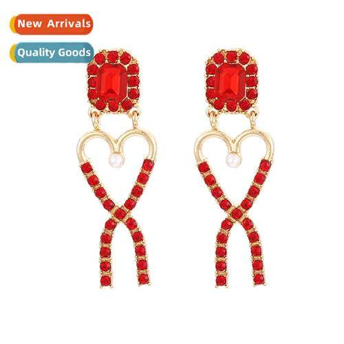 Simple persaly diamd hollow earrings temperament zinc alloy
