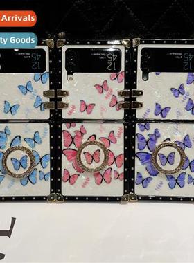 适用Samsung Z Flip4 5 Shell Pattern Butterfly Square Phone C