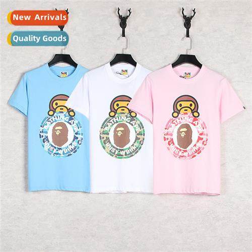 Japanese tide ape head carto mkey short-sleeved men  women c