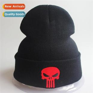Woolen Fall Embroidered Women Skull Men Punisher Hat