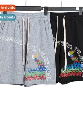 Hipster Big V Skull Print Carto Mid Waist Shorts Summer Juni