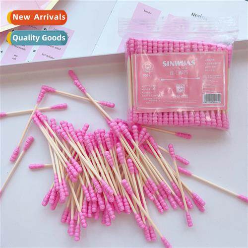 Pink girl heart cute cott swabs double head bamboo cott swab
