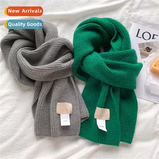 Autumn and winter new Mars green knted lg scarf solid color