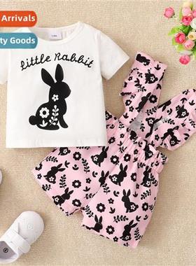 Girls childrens spring  fall  2022 new n short-sleeved lette