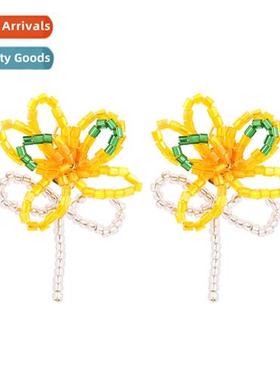 Japan  South Korea fashi simple hmade flower earrings crysta