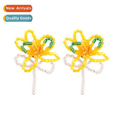 Japan  South Korea fashi simple hmade flower earrings crysta