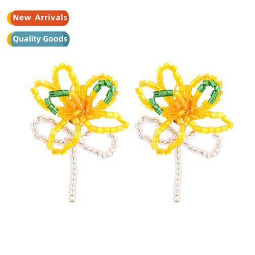 Japan  South Korea fashi simple hmade flower earrings crysta