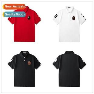 ape mens Japanese women POLO tide embroidery Summer head