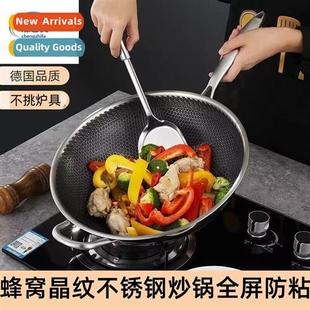 Stainless steel heycomb frying pan n-stick frying pan thicke