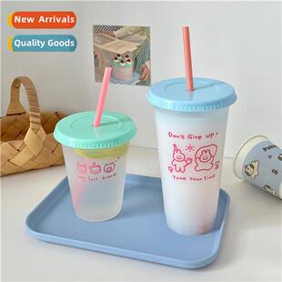 cute straw cup plastic water cup large capacy cfee cup porta