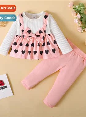 Girls spring  autumn  2023 new n love print lg-sleeved top +