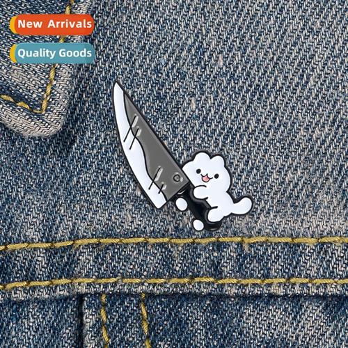 Alloy Enamel Brooch Cat Pocket Knife Funny Funny Dagger Kten
