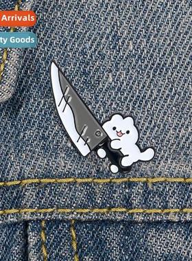 Alloy Enamel Brooch Cat Pocket Knife Funny Funny Dagger Kten