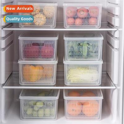 Refrigerator Storage Box Drainage Crisper Sealed Food Fru  V