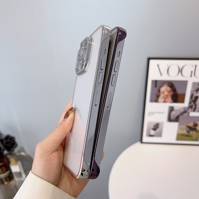 适用Apple 14promax mirror guard bezel-less plating PC phone