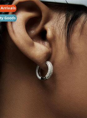 hip-hop circle type square earrings micro-set zircia nd doub