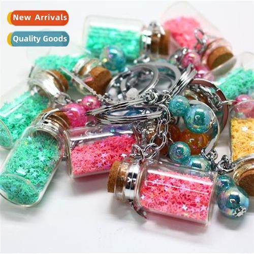 New n creative glass ing bottle keychain bag pendant keychai