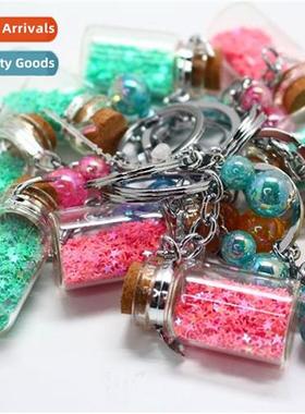 New n creative glass ing bottle keychain bag pendant keychai