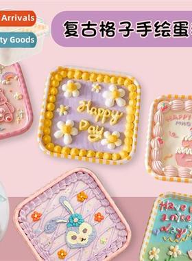 Vintage cake box small dessert transparent packaging ins h-p