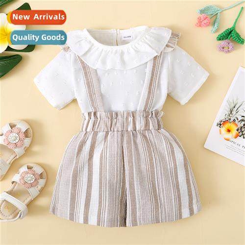 Girls Spring  Autumn 2023 new n solid color short-sleeved to