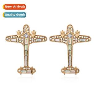 rhineste earrings retro New airplane alloy fashi shap simple