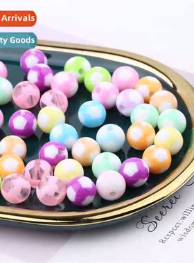 12mm acrylic soccer pattern solid color round beads DIY hmad