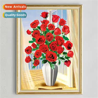 Hmade DIY Diamd Cross Stch New Lustrous Rose Dining Room Dia