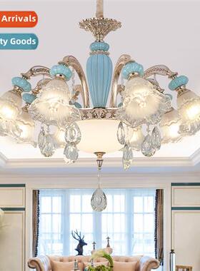 French living room chelier luxury atmosphere ceramic crystal