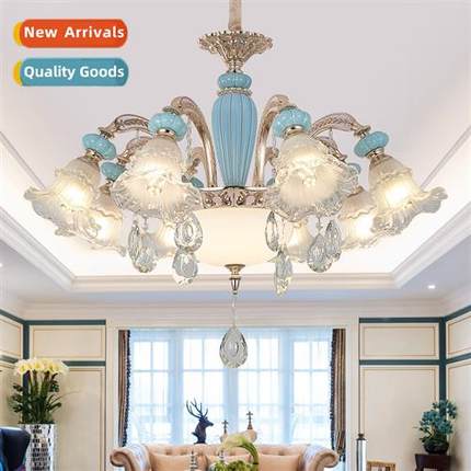 French living room chelier luxury atmosphere ceramic crystal