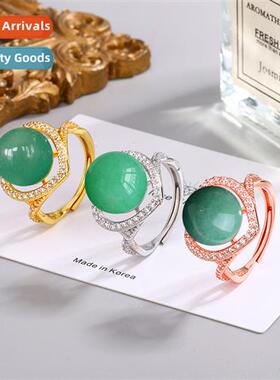 Open circle vintage palace natural dgling jade finger ring w