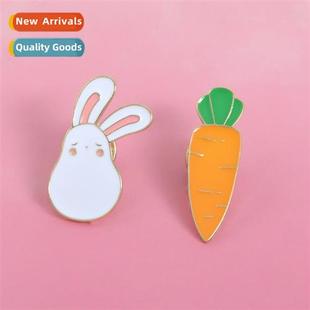 Cute Carto Carrot Whe Rabb Oil Drip Brooch Hat Backpack Coll