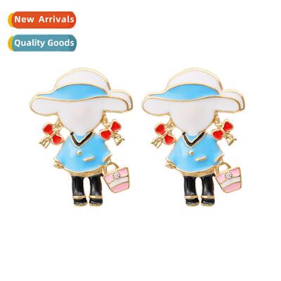 Korean new persalized oil drop cute ltle girl earrings creat