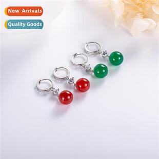 green agate female style natu earrings new flower Ethnic car