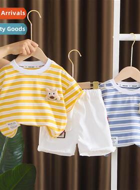 Boys summer short-sleeved su 2023 new baby hsome striped rou