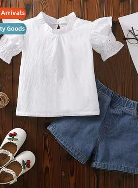 Girls spring  autumn  2022 new n solid color short-sleeved t