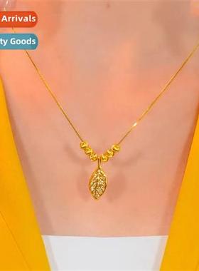 Trans beads gold branch  jade leaves necklace for women nich