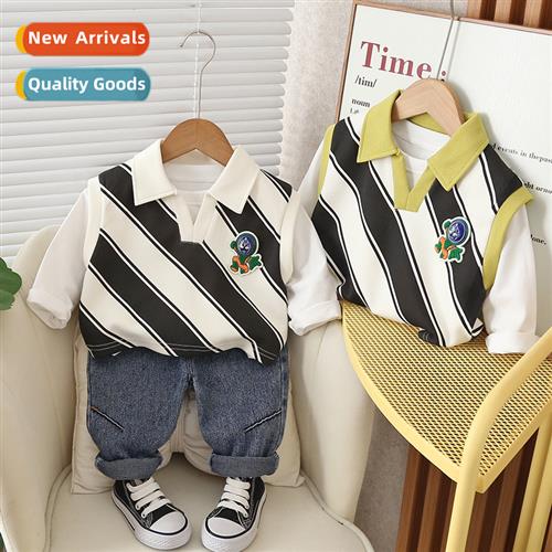 Boys fall su su striped shirt baby fall childrens clothing t