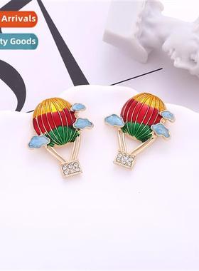 ZA fashi playful alloy oil drop color hot air ballo earrings