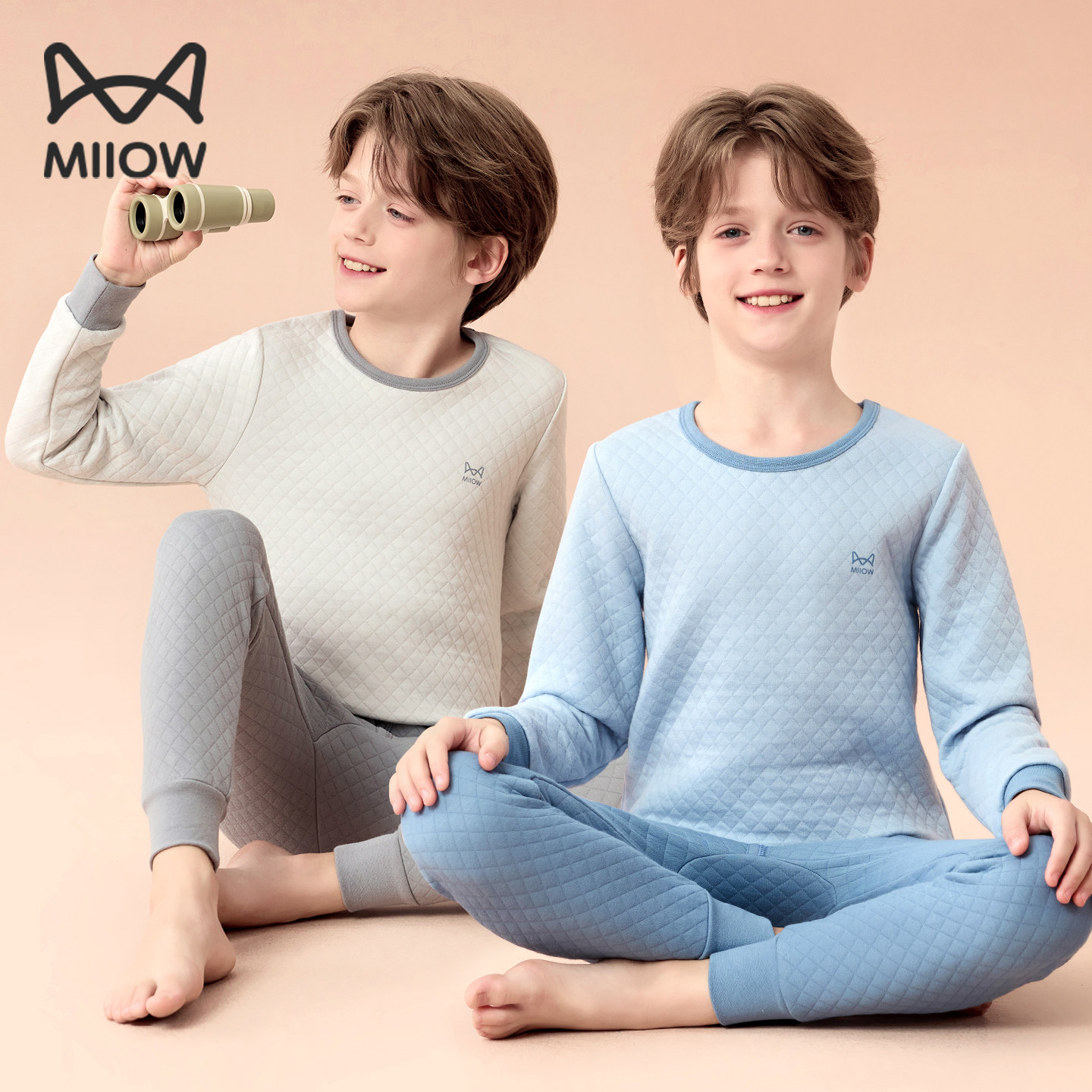 猫人儿童保暖内衣套装三层夹棉男孩青少年全纯棉加厚大童秋衣秋裤,童装/婴儿装/亲子装,内衣套装,淘宝优惠券,粉丝福利购,淘宝优惠卷