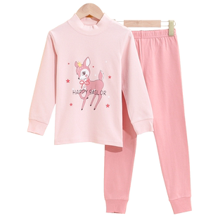 猫人女大童秋衣秋裤套装全棉半高领女孩初中学生保暖儿童内衣纯棉