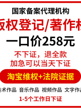 加急美术作品版权登记logo软件著作权申请保护图形文字视频代办理