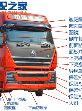 重汽豪沃TH7保险杠前面板导风罩踏板框大灯挡泥板轮眉车门下饰板