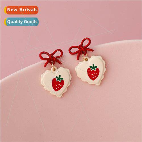 Strawberry love earrings female summer s925 silver needle ea