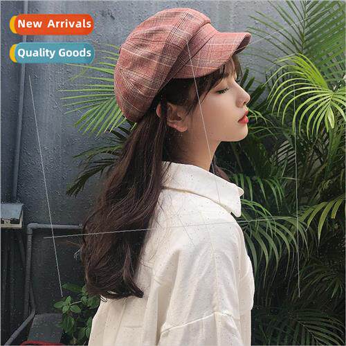 New autumn winter retro plaid Korea  newsboy painter hat cre