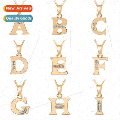 New 26 capal letters necklace copper zirconia pendant simple