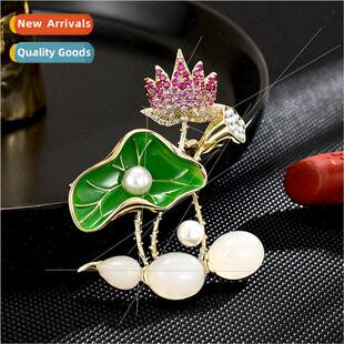 luck lotus brooch Elegant high good classic grade exquise