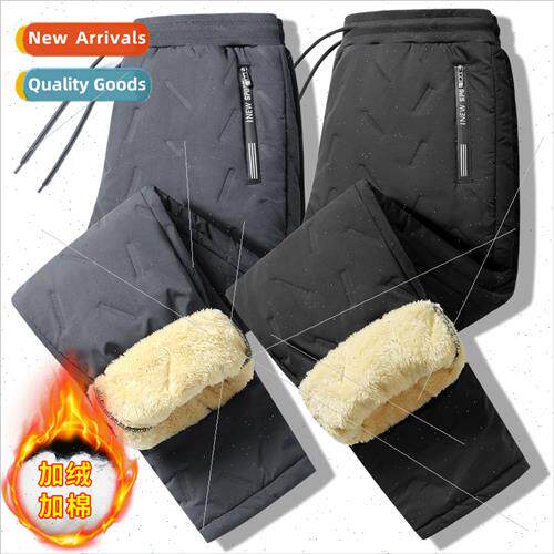 Men cotton pants winter padded thickened thermal pants lamb