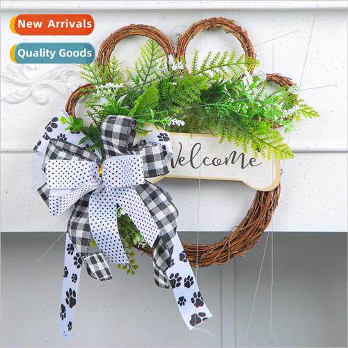 New 2023 Dead Branch Dog Paw Wreath Creative Rattan Circle D